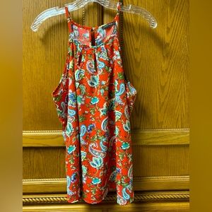 Papermoon Clothing Red Floral Paisley 3 Keyhole Halter  Top Blouse Size UNKNOWN